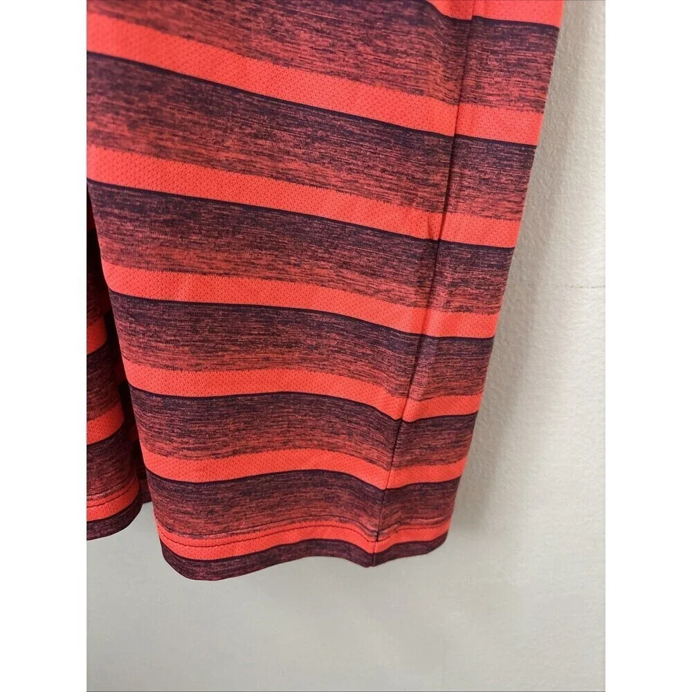 Adidas Men’s Medium Red Polo Shirt Short Sleeve Black Stripes